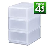 《4個セット》 収納ケース PLUST(プラスト)FR3403 3段 幅34×奥行45×高さ57cm (NW) ナチュラルホワイト