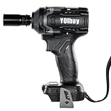 YOIbuy PRO インパクトレンチ 充電式 ブラシレスモータ搭載 Max締付けトルク500Nm 正逆転のオートストップモード搭載 1/2インチ角ドライブ 4段速度調整 LEDライトモードあり マキタ 18V 互換 【本体のみ】 バッテリー・充電器別売り YTW50-P11 (黄色)