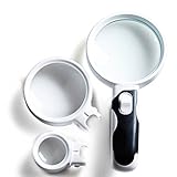 (イユ)Yiyu ハンドルーペ 拡大鏡 2.5倍&5倍 LED付き お持ちルーペ