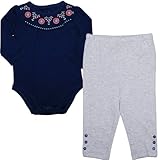 カーターズ（Carter's）女の子ネイビーネイティブ柄長袖ボディースーツ&グレーコーデパンツ2点セットアップ 3months(55-61cm) 3ヶ月用 出産祝い[並行輸入品]