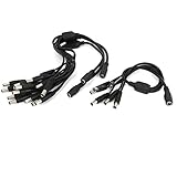 uxcell　DC電源ケーブル　コネクタ　CCTVカメラ　 DC 5.5x2.1mm　1 メス－6 オス　40cm　4個入り