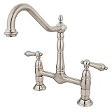 Elements of Design ES1178AL New Orleans 2-Handle 8" Center Bridge Kitchen Faucet, 8- 1/2", Satin Nic