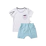 MYDABABY 赤ちゃん 2点セット 73 80 90 100 キッズ tシャツ ズボンセット 服 コットン ボイズ ホワイト/緑セット 80