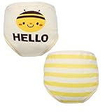 Simple Plan　6層　幼児　ベビー　かわいい　動物柄　ボーダー　パンツ　トレーニングパンツ　2枚組　ショーツ 3カラー　4サイズ選択可能 (90, イエローミツバチ)