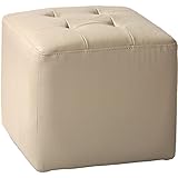 タンスのゲン 本革スツール 四角型 オットマン ヴィンテージ 腰掛け ベージュ 11310011 BE