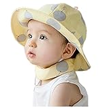 Ruideng かわいいポルカドット赤ちゃんハット大つば太陽の帽子 (イエロー)