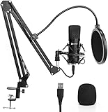 Tenntou USBマイク コンデンサーマイク PCマイクセット マイクスタンド アームスタンド付き 録音 生放送 YOUTUBE 宅録