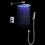 Jiayoujia 12-inch壁マウントLEDシャワーヘッドと手、コンボシャワーシステム、クローム仕上げ¡ 12"standard shower valve type 0020001-37