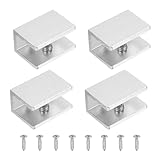 uxcell 4個 ガラス棚金具 8-10mm 角形ガラス組み合わせ用 ミラー金具 ガラス/木製ディスプレイキャビネット用 アルミニウム合金クリップクランプ シルバートーン