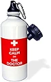 3dRose Keep calm Im the doctor.レッド スポーツウォーターボトル 21オンス マルチカラー