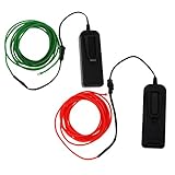 Fityle LEDライト　装飾　ELワイヤー　ネオン　2本　コントローラー付　ステージ　バー　自転車　レッド＋グリーン　3メートル　
