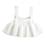 QD-WST 子供服女の子ワンピースニット吊りスカートクマ柄かわいい毛玉ウサギ0～3歳秋冬 (M, ホワイト)