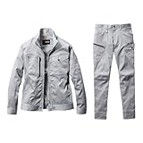 [ユニフォームU-style] （バートル） ストレッチ 作業服 上下セット 671-672 （ジャケット+カーゴパンツ） アッシュグレー L ハンカチ付き
