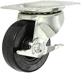 Shepherd General Duty Series 4 Diameter Soft Rubber Wheel Single Race Swivel Caster with Brake, 5-1/
