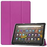 【PCATEC】 Fire HD 10 2021/Fire HD 10 Plus 2021マグネット開閉式 スタンド機能付き 三つ折 カバー 薄型 軽量型 スタンド機能 高品質 Amazon Fire HD 10 PUレザーケース (Fire HD 10 2021/Fire HD 10 Plus 2021, パープル)