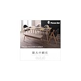 北欧デザインワイドダイニング【OLELO】オレロ　6点セットサンドBE/ベンチ：クリームBE
