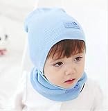 On Dolce 選べる５色 ニット帽 & マフラー ニット帽子 ベビー キッズ 赤ちゃん 子 子供 用 かわいい 防寒 BN001 (ブルー)