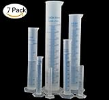 透明なプラスチック製　メスシリンダー　測定シリンダ 10ml /25ml /50ml /100ml/ 250ml /500ml / 1000ml 7 個セット