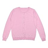(サンライン)Sun Line　子供　長袖 ニットカーディガン　前開き (XXL, ピンク)
