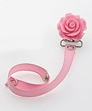 Pink Flower Pacifier Clip Wiith Matching Pink Ribbon (RFLP) by Crystal Dream