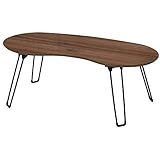 ポワテーブル(ブラウン/茶) 幅80×奥行40cm 机/ローテーブル/リビングテーブル/木目/鏡面/折りたたみ/高級感/モダン/北欧風/丸型/豆型/完成品/NK-845