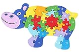 Yuelian(TM) 子供知育玩具 幼児 木製のおもちゃ 玩具 アルファベットや数字 アニマル 動物  河馬 カバ 遊具 木製パズル 組み合わせ