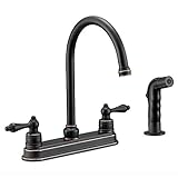 Designers Impressions 658847 Two Handle Oil Rubbed Bronze Kitchen Faucet with Sprayer - 8 inch Cente