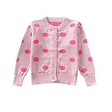 Karchi 子供服 ニットセーター 前開け 波点 長袖 しっかり丸ネック 刺繍 暖かい色物 無地ハイクオリティー 女の子 男の子 秋冬 防寒 保温 安値 秋 冬 入学式 入園式 七五三 通学 お出か