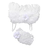 Junda ベビー キッズ ヘアバンド レース プレゼント 天使の翼 記念撮影 (ホワイト)