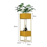 IAIZI 床立てフラワースタンドダブルティアード鍛鉄屋内バルコニーストレージシェルフ-25 * 25 * 85cm-リビングルームフラワーポットオーナメント (色 : ゴールド)