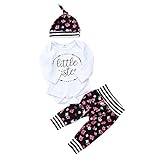 Cutelove　カーバーオール+ロングパンツ+帽子3点セット　ロンパース　パジャマ　花柄　長袖　女の子　ベビー　赤ちゃん　幼児　ベビー服　秋　冬　可愛い　ファッション　素敵　カジュアル　普段着　チュ