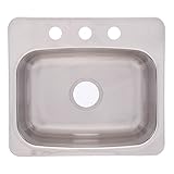 Franke USA BMSK803 8" Deep Stainless Steel Single Bowl Dual Mount Bar/Utility Sink, 20 g [並行輸入品]