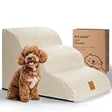 KYAKO 犬 階段 犬 ステップ 高さ40CM ペット 階段 犬 スロープ ドッグステップ ペット スロープ ペット用階段 犬 段差 ケガ防止 滑り止め付き カバー取り外し可能 35D高密度 ハンドル付 小型犬 シニア犬 子犬適用 (BEIGE, 3段)