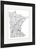 Ashleyフレームプリントミネソタ状態I -マップ、壁アートホーム装飾、ag6461023 30x26 Black Frame 6461023-AFPP1-BB16