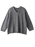 Angeliebe エンジェリーベ 日本 製 授乳 しやすい バック ふらし V ネック ニット フリー 杢 グレー