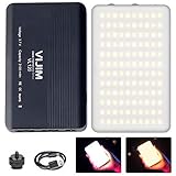 VIJIM カメラのVL120 LEDビデオライト、充電式120 LED、ソフトライトカバーと6色のゲル、3200K-6500K 2色調光可