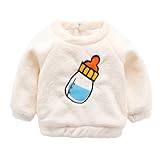 Elfin Parkベビー ふわふわ トレーナー もこもこ 起毛 プルオーバー 厚手 防寒保温 長袖 Tシャツ キッズ 新生児 あったか かわいい 秋 冬 白 ホワイト60