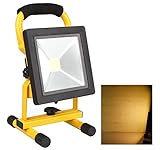LED投光器 充電式 超薄型 ■ポーペ(POOPEE) 20W バッテリー内蔵式 ポータブル投光器 12V 24V 車 広角 3000K 電球色 角度調整可 防水 夜釣り 作業灯 軽量 イエロー光