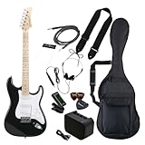 Photogenic フォトジェニック エレキギター 初心者入門 ビギナーセット STタイプ メイプル指板 ブラック ST-180M/BK [ソフトケース/シールド/ミニアンプ/チューナー/ヘッドフォン/ストラップ/ピック/ピックケース/クロス/調整用レンチ付属]