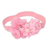 ノーブランド品 赤ちゃん　女の子　弾性　写真撮影　小道具　ヘアバンド　髪飾り　ヘッドバンド　花　全12色選べる - ピンク
