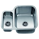 Dawn ASU111L Undermount Double Bowl Sink, Polished Satin [並行輸入品]