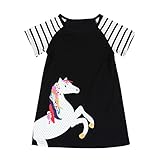 花千束　子供服　ワンピース　女の子　半袖　可愛い　膝丈　チュニック　韓国 キッズ　春　夏服　旅行/通園/普段著　出産祝い/誕生日/子供の日　プレゼント　人気　ドレス90cm-140cm (130, 黒