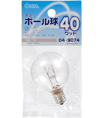Amazon | アサヒ ボール球 クリヤー E12口金 直径40mm(G40) 25W G40