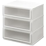 日本製 収納ケース 収納チェスト くもりガラスのような前面パネル クリアチェスト (52cm幅 3段)