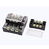 uxcell 4個 3 ポジションデュアル行 スクリュー マウント バリア端子台 600V 15A/25A