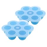 Dovewill 2個セット　7穴　ベビーフード　ストレージ　コンテナ　　冷凍庫　トレイ　　安全　全2色 - 青