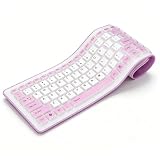 折りたたみ式シリコンキーボード USBワイヤード防水ソフトシリコンロールアップキーボード103キー折りたたみ式サイレントキーボ ド PCラップトップノートブックコンピューター用 フェードレス(紫の)