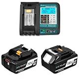 マキタ 18V バッテリー BL1860B 6.0Ah 互換 Waitley マキタDC18V バッテリー充電器 電動工具用 防火材料シェルと長寿命電池セル 採用 マキタDC18RF など互換充電器対応 残量表示付き 製造物責任保険付 PSE認証済品 (OPR1860 2set+充電器 セット)