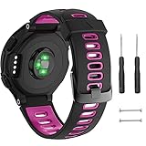 [Aoouik] GARMIN用 ガーミン 交換ベルト バンド Foreathlete/Forerunner 220J 230J 235J 620J 630J 735XTJ 用シリコン製 工具付き 4色 (パープル/ブラック)