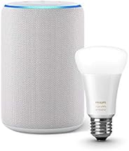 Echo Plus (エコープラス) 第2世代、サンドストーン + Philips Hue ホワイトグラデーション シングルランプ